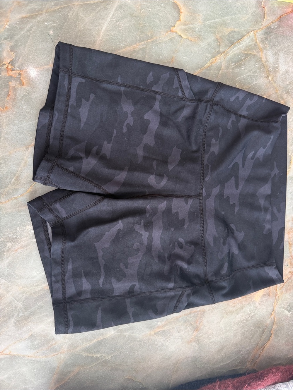Women’s Black Camo Bike Shorts - High Waist Activewear